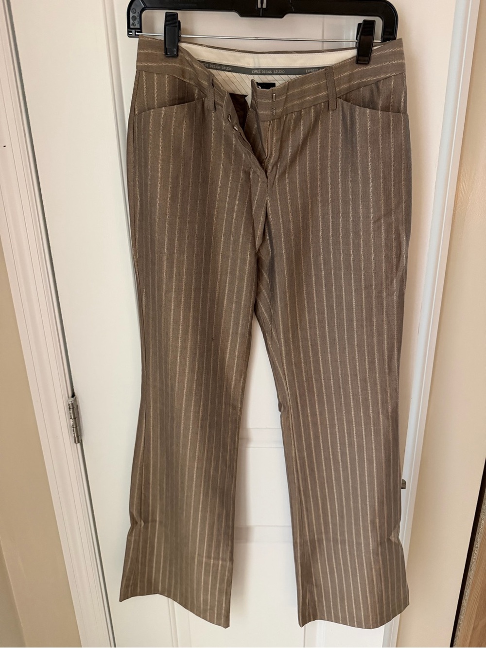 Express Women's Tan Pinstripe Dress Pants